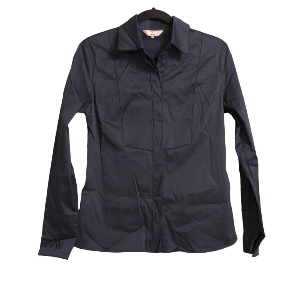 Obzee Womens Button Up Boyfriend Shirt Blue Long Sleeve Cuff Collar 2